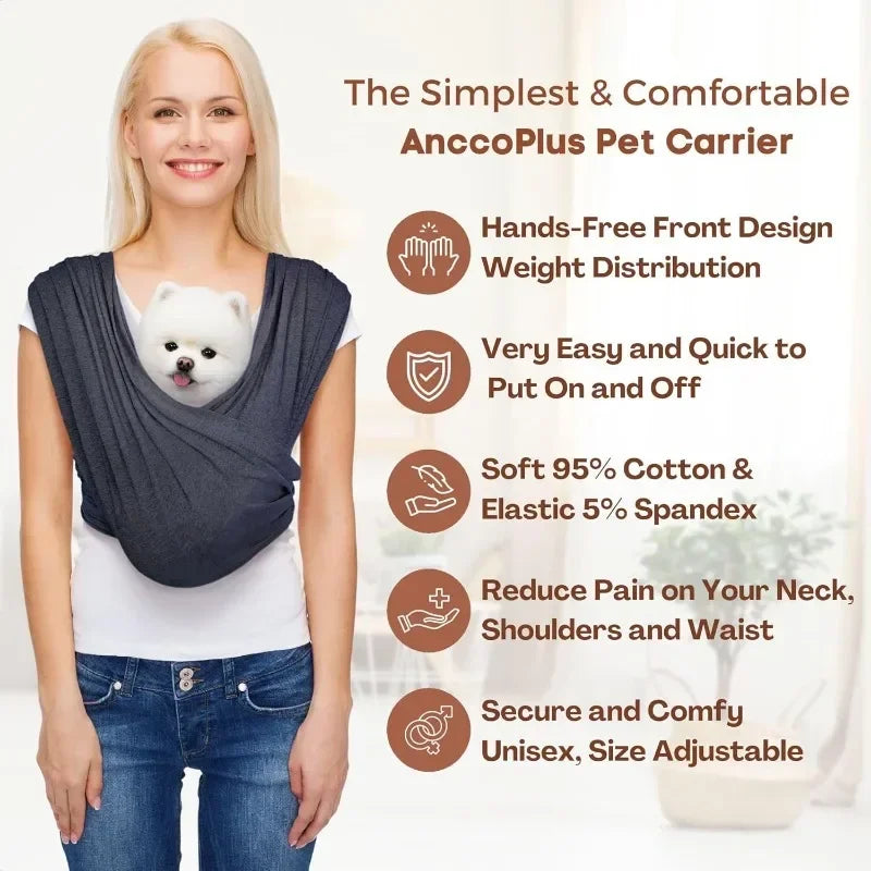 Soft Cotton Carrier Sling for Small Dogs and Cats– Adjustable & Hands-Free