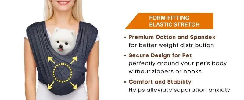 Soft Cotton Carrier Sling for Small Dogs and Cats– Adjustable & Hands-Free