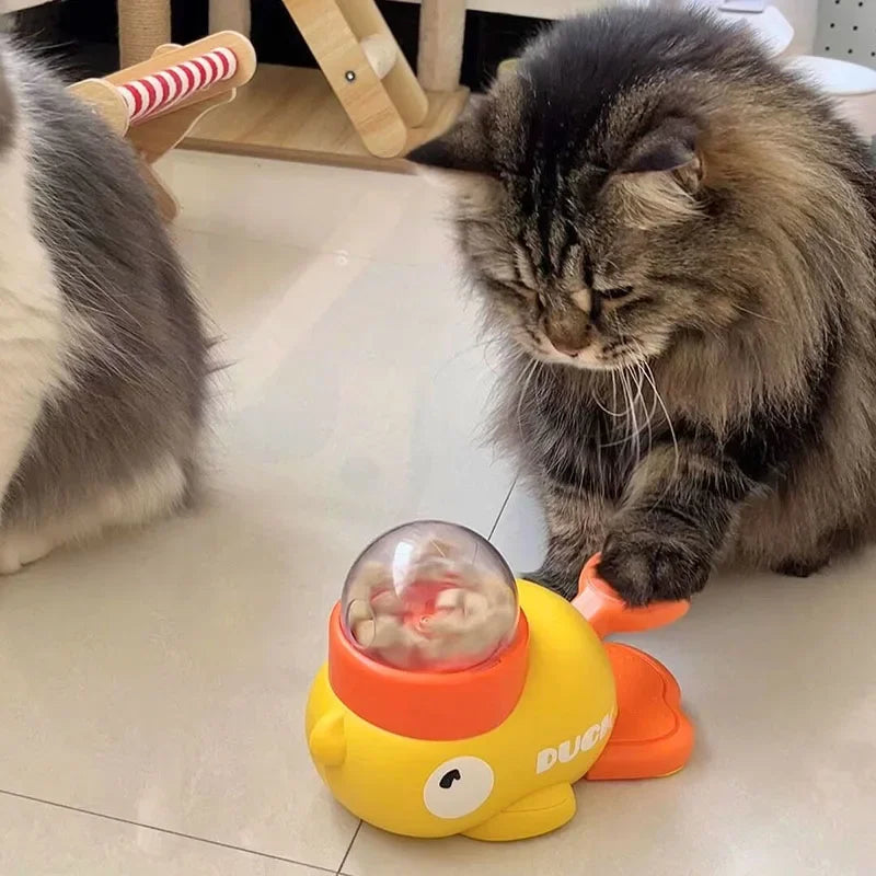 Yellow Duck Cat Treat Dispenser Toy