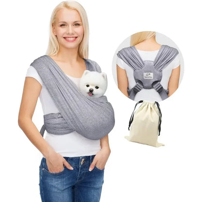 Soft Cotton Carrier Sling for Small Dogs and Cats– Adjustable & Hands-Free