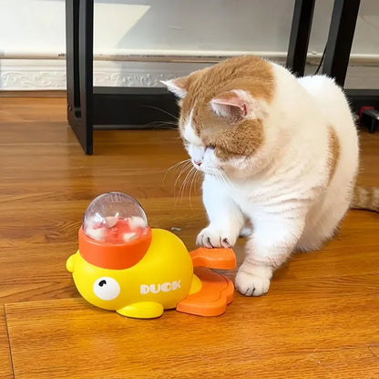 Yellow Duck Cat Treat Dispenser Toy