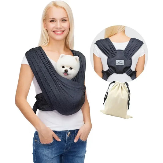 Soft Cotton Carrier Sling for Small Dogs and Cats– Adjustable & Hands-Free